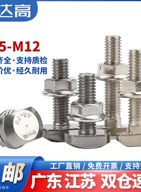 欧标T型螺丝铝挤型材料 304T型螺栓螺母法兰螺母M5M6M8M12 20/30/