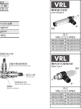 日本PISCO真空发生器 VRL200-040216 .