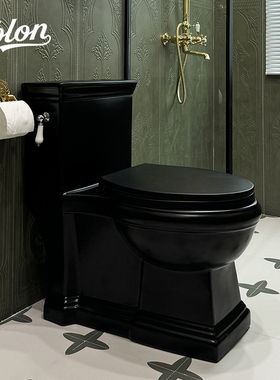 仪奢欧式复古马桶美式家用卫生间虹吸式黑色古典坐便器一体式坐厕