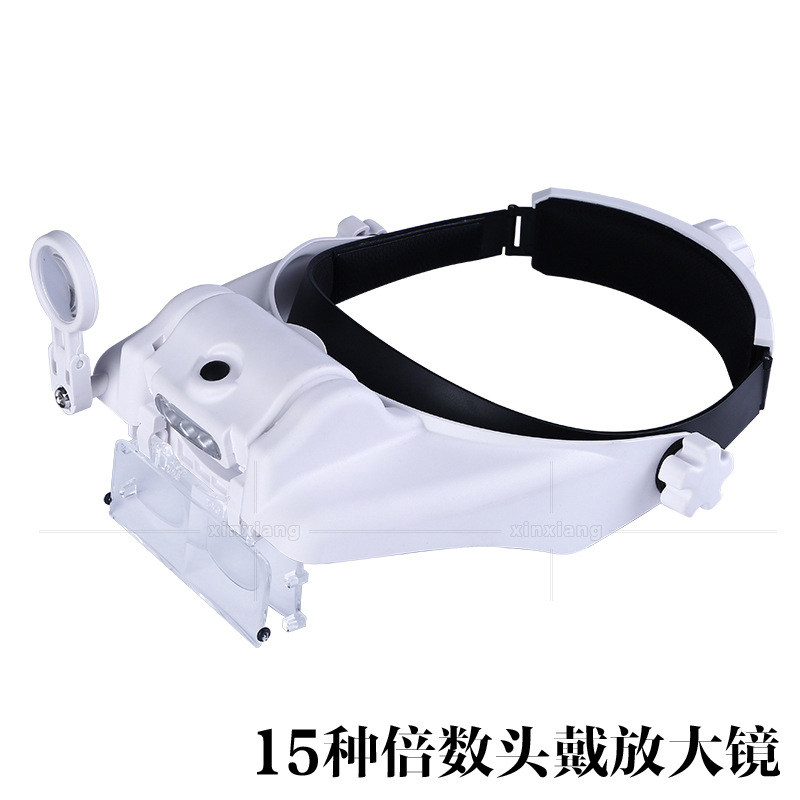 新款15种组合多倍数嫁接眼镜带灯阅读头戴放大镜维修字画老人阅读