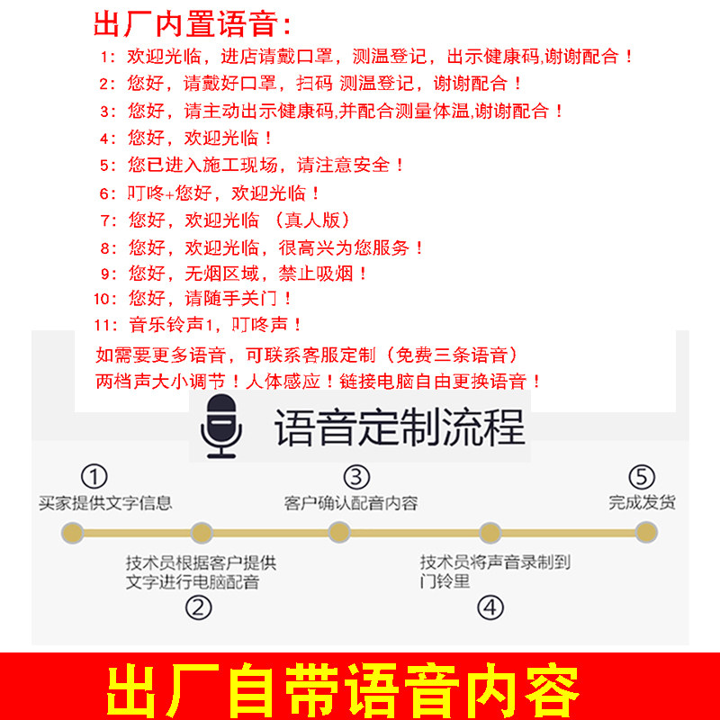 修改语音提示器欢迎光临语音店铺人体进J门感应迎宾家商店门铃叮