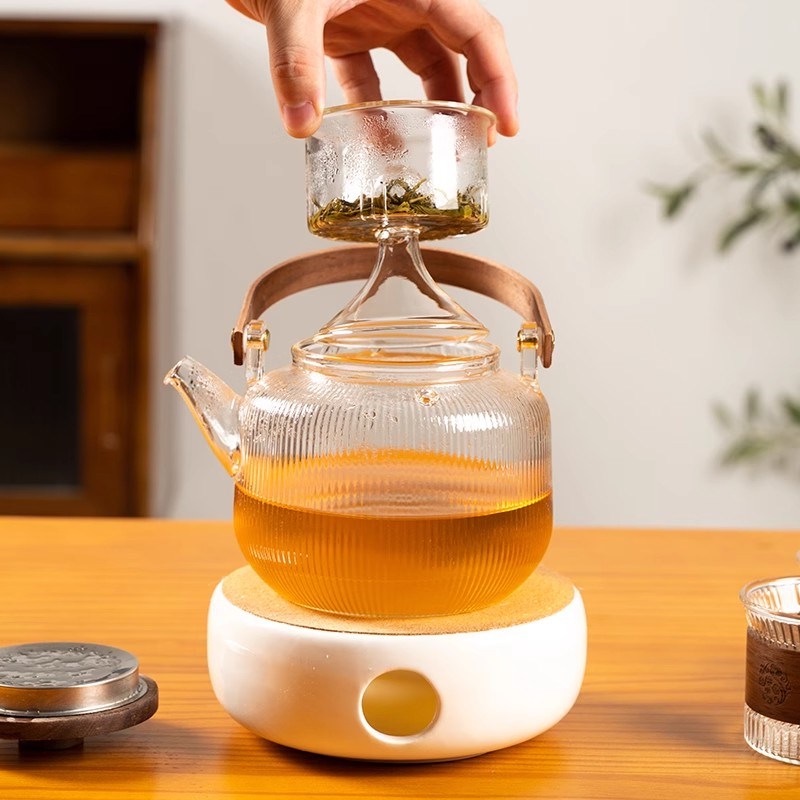 匠造云图花草水果茶壶蒸茶茶壶煮茶壶泡茶壶耐高温玻璃咖啡壶套装