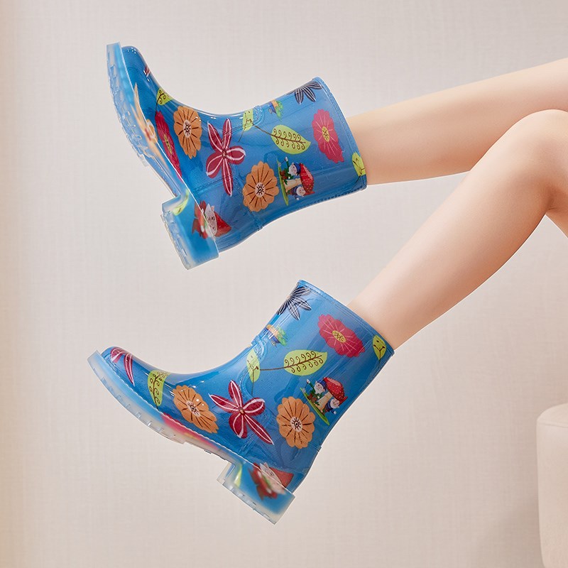 雨靴女防水鞋女款外穿防水加绒雨鞋防滑水鞋厚底胶鞋时尚套鞋大童