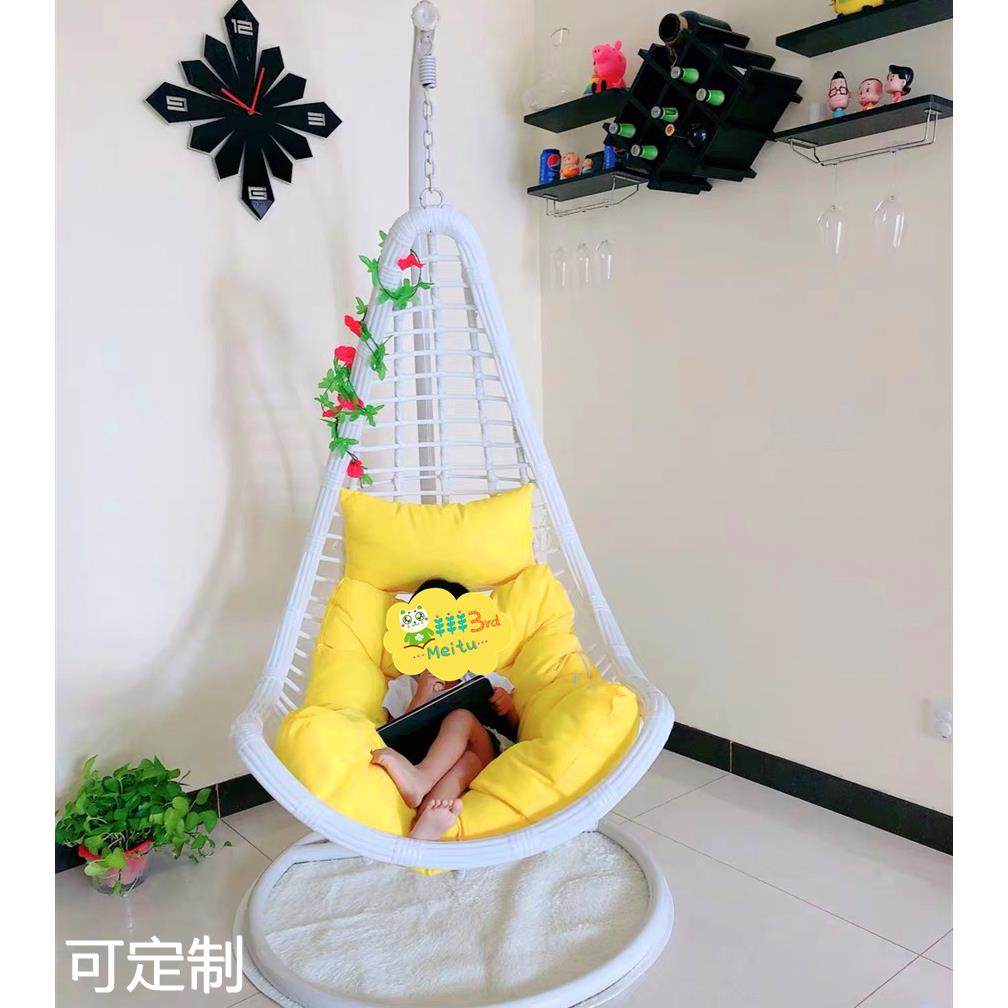 白色支架吊椅藤椅秋千铁艺金属吊篮成人摇摇椅阳台摇篮椅小型家庭