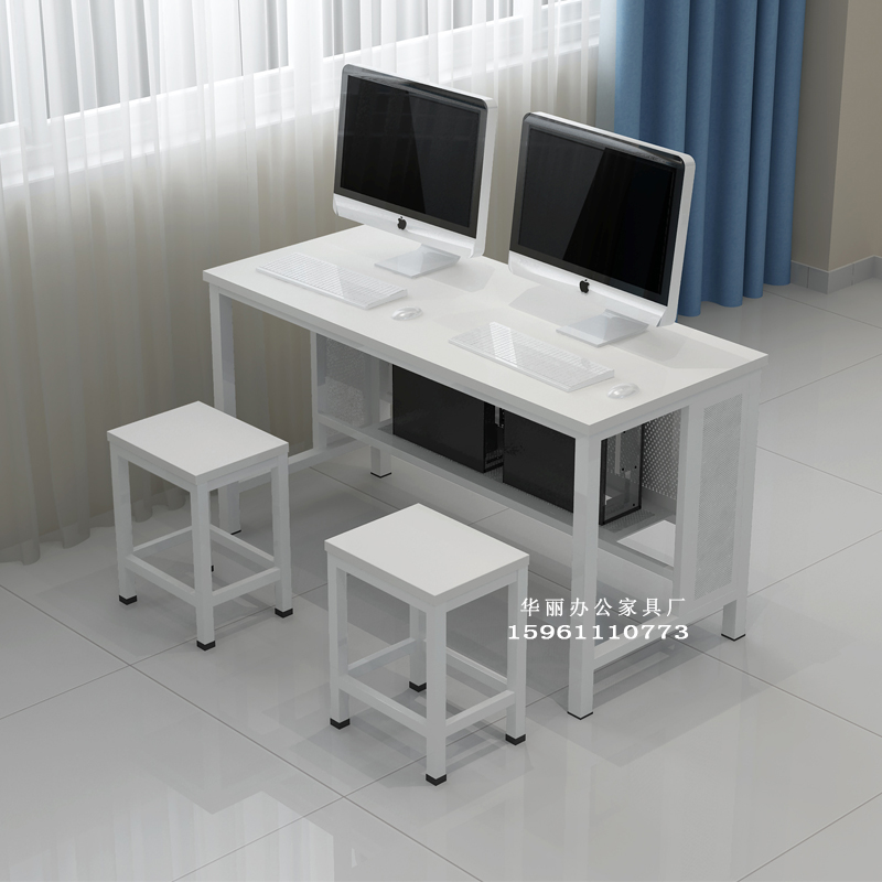 学校学生电教室木制双人三人多媒体微机室培训桌教室机房电脑桌椅