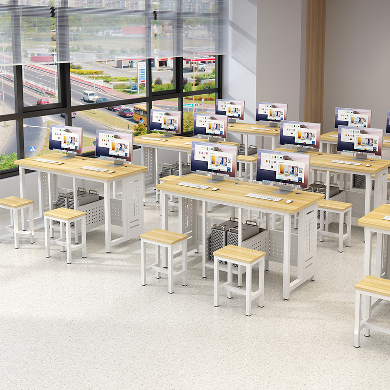 定制学校机房微机室电脑桌中小学生多媒体教室培训桌台式简约主机