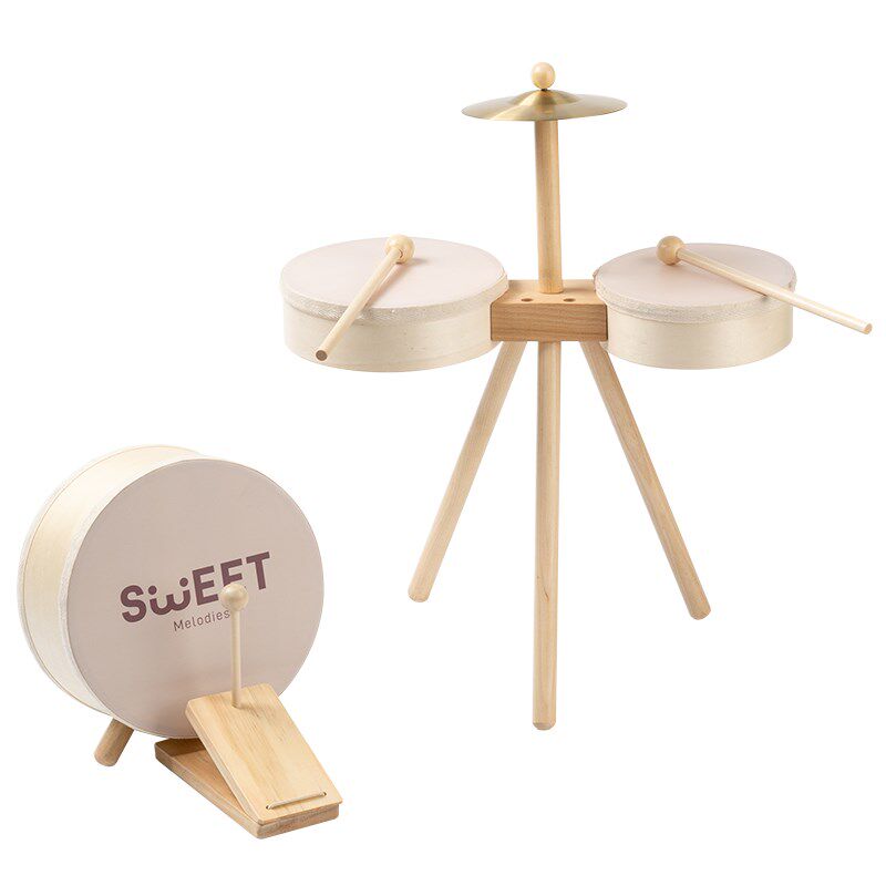 儿童架子鼓实木质手拍鼓益智打鼓打击乐器宝宝音乐玩具周岁礼物HJ