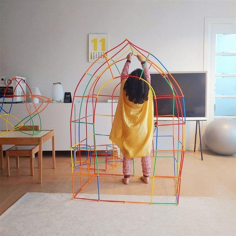 儿童搭建玩具软吸管l魔法聪明棒积木构建拼插diy幼儿园学生ins韩