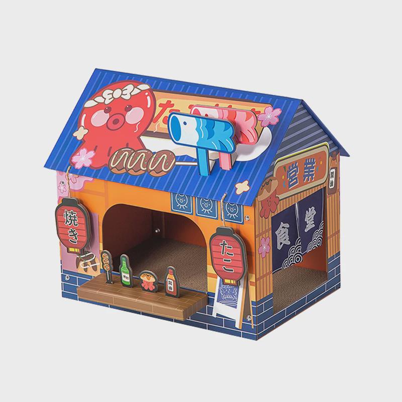 新款元居喵丨気酒屋猫窝猫玩具猫抓板磨爪猫窝纸箱瓦楞纸盒猫抓窝