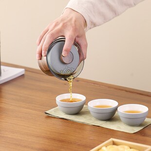 一壶三杯便携式 茶皇子陶瓷旅行茶具套装 户外露营喝茶旅行携带茶具
