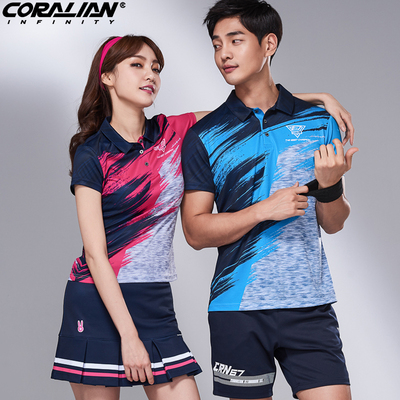 韩国羽毛球服男女款透气速干短袖