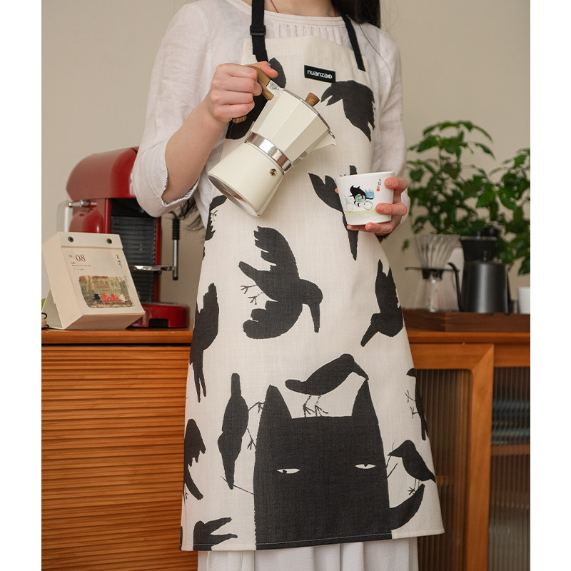 张乐陆x三小姐h的店 围裙女家用厨房做饭罩衣烘焙餐饮工作服艺术