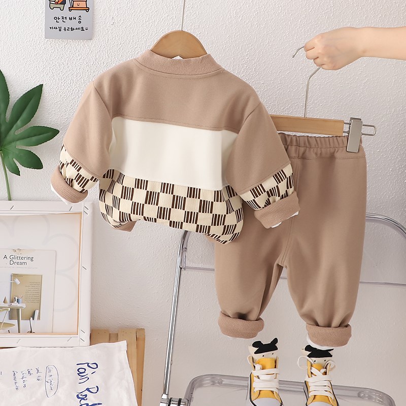 男童春秋装套装2024新款宝宝秋季洋气卡通棒球服开衫三件套婴儿童