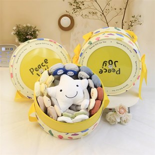 春秋四季婴儿卡通公仔袜玩具礼盒套装新生儿满月百天周岁宝宝礼物