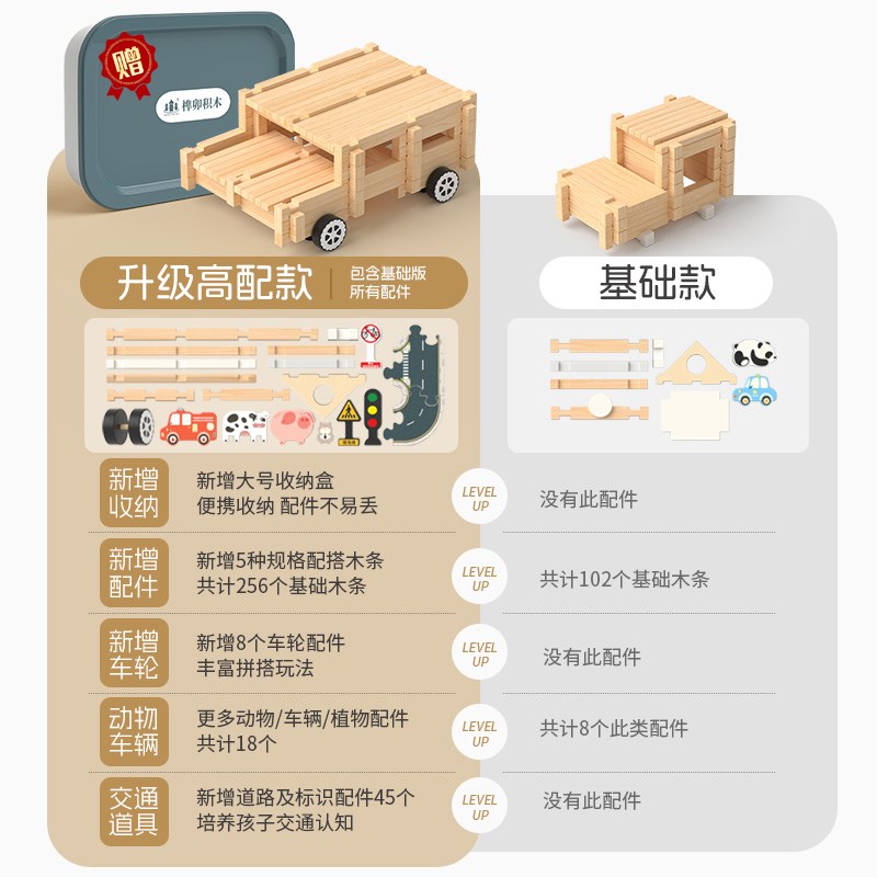 榫卯积木玩具儿童益智玩具diy传统建筑搭立体木质小房子小屋模型