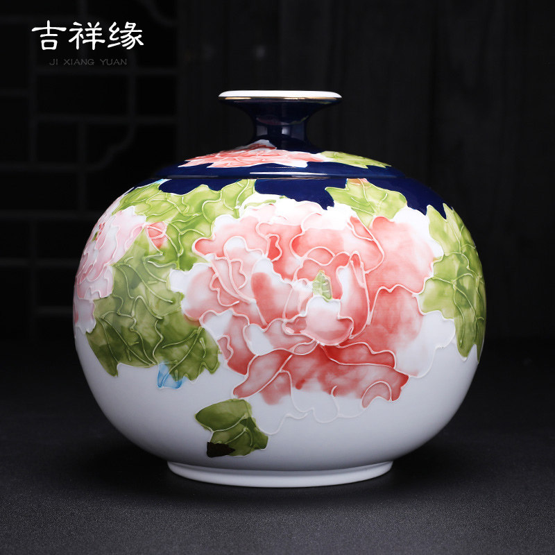 描金手绘拉花茶叶罐陶瓷密封罐储存普洱茶饼罐家用大号2Z3斤礼盒