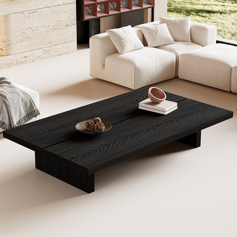 侘寂风实木茶几小户型家用日式榻榻米炕桌子简约民宿碳化原木矮桌