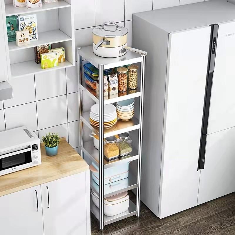 304夹缝置物架落地式多层厨房放锅微波炉烤箱碗架子35cm收纳架子