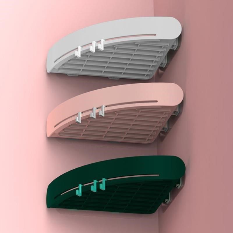 5N卫生间浴室沐浴室洗漱三角置物架吸壁式免打孔角落转角收纳篮架