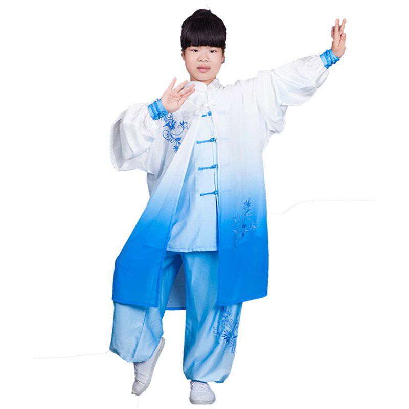 新款儿童太极服女春秋季练功服男学生少儿太极武术比赛团体表演服