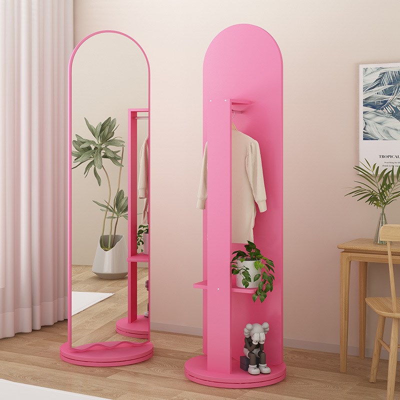 穿衣镜全身落地镜家用女生卧室可旋转带挂衣架一体网红试衣大镜子