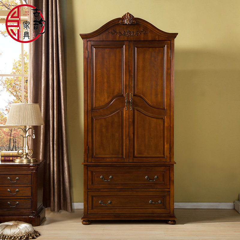 儿童实木简约衣柜收纳柜美式成人卧室衣橱现代两门小户型挂衣柜