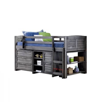 美式儿童上下床高架床上下铺架子床多功能储物架子床实木双层床