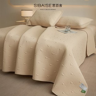 双面全棉咖色榻榻米床盖单件大尺寸夹棉爱心床单三件套a类母婴级