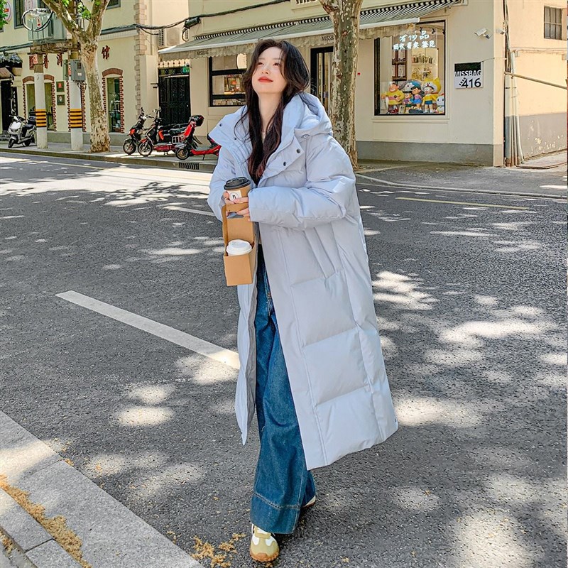 2024b网红爆款奶呼呼棉服加长款过膝棉衣冬季加厚羽绒棉服女面包