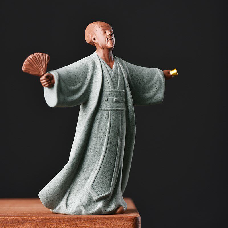 诸葛亮陶瓷紫砂摆件n孔明三国历史人物雕像家居客厅书房茶桌装饰
