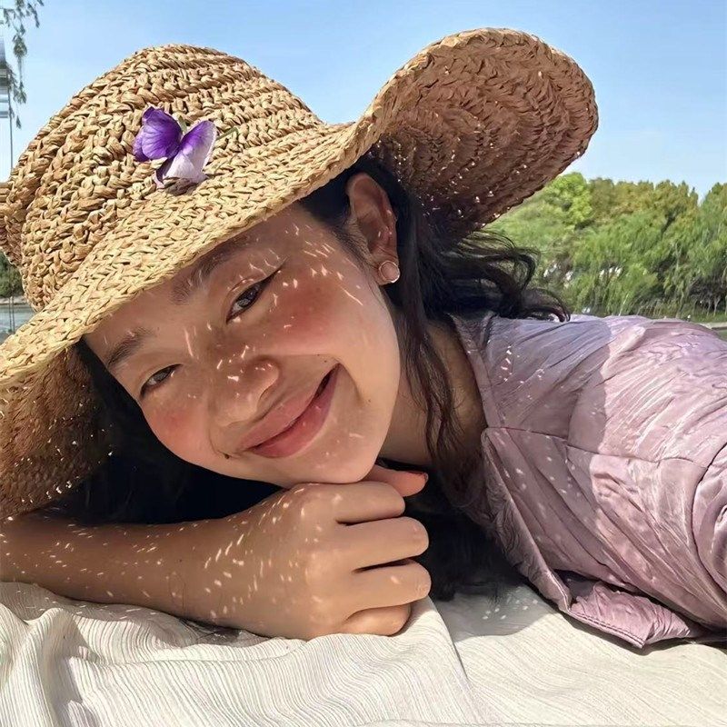 大沿卷边可折叠田园风草帽女夏季海边度假拍照遮阳防晒Z草编太阳