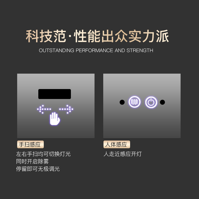 智能浴室镜卫生洗手间感应触摸灯化妆镜防雾定制洗手台洗漱台镜子