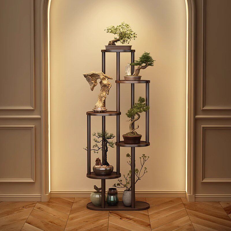 博古架实木中式茶室置物架摆件小型展示架布置高T级感简约现代花