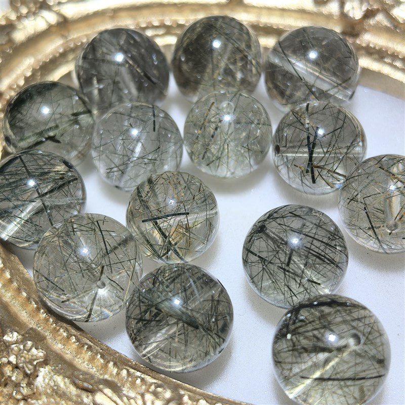 天然绿发晶单珠彩发晶绿色发晶水晶散珠DIY水晶多宝手链配珠