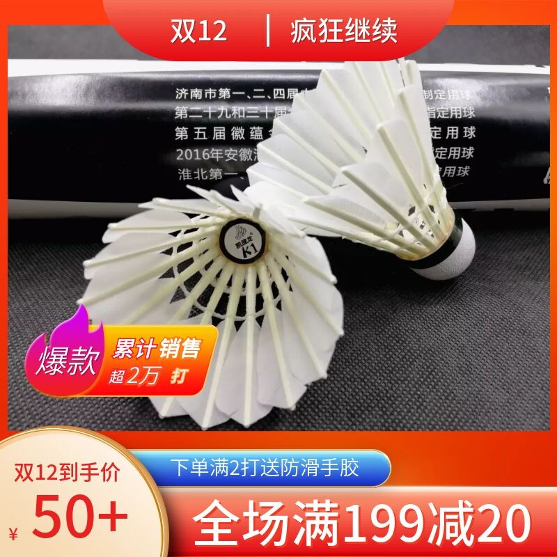 12只装凯c健龙K1K5羽毛球鹅毛拉直球馆比赛训练耐打王稳定手感好