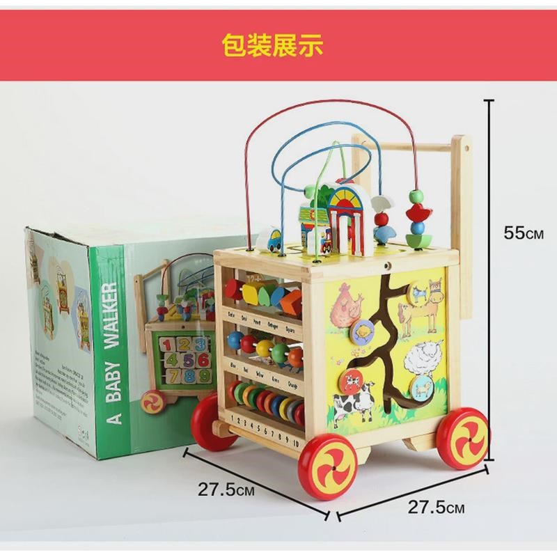 婴儿宝宝学步车手推车多功能学走路助步车防o型腿儿童木质玩新款
