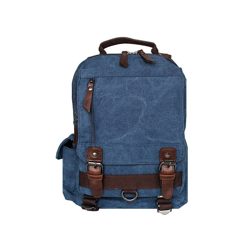 小型双肩包男休闲小号补习书包多功能胸包迷你帆布背包旅行小包包