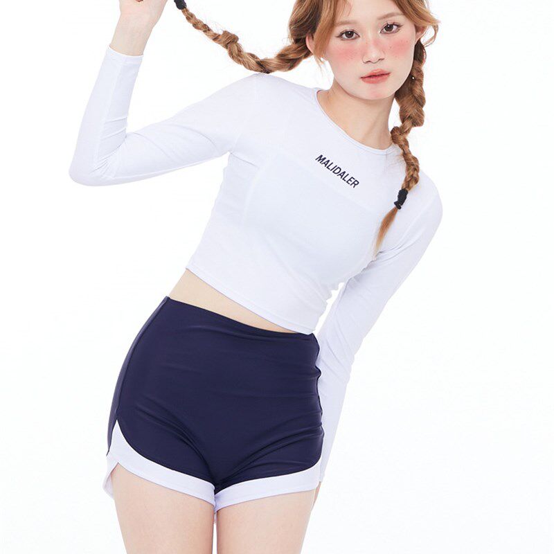 分体泳衣女款三件套学生运动保守长袖可爱日系泡温泉女孩2024新款