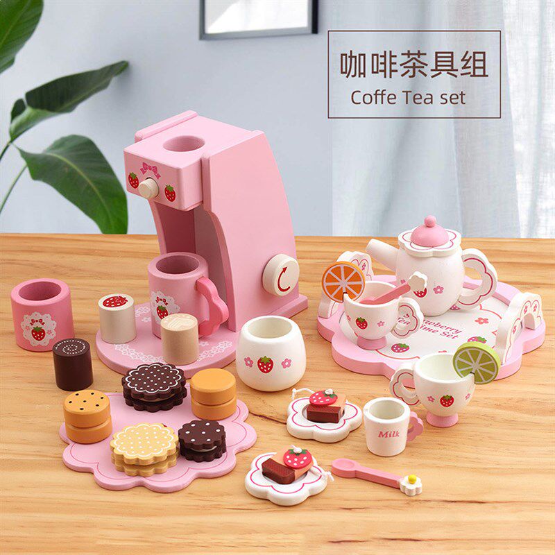 木制儿童过e家家玩具茶壶生日蛋糕咖啡机小女孩仿真厨房家电套装