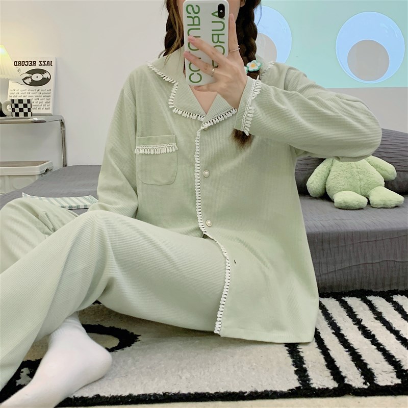 春秋季新款韩版小清新长袖长裤休闲时尚宽松居家服两件套装女