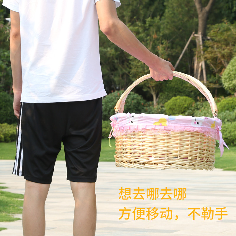 婴儿摇篮床藤编摇篮睡篮便携式车载手提篮新生婴儿藤床小摇床哄娃