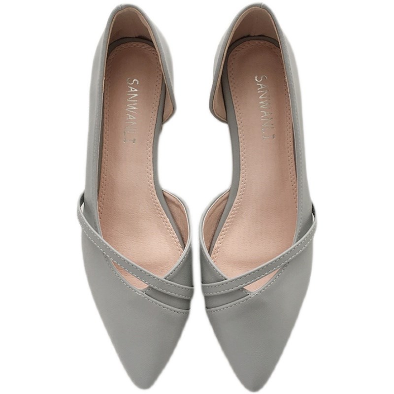 通勤职业低跟单鞋女粗跟尖头2024年秋款新款瓢鞋阔腿裤搭配的鞋子