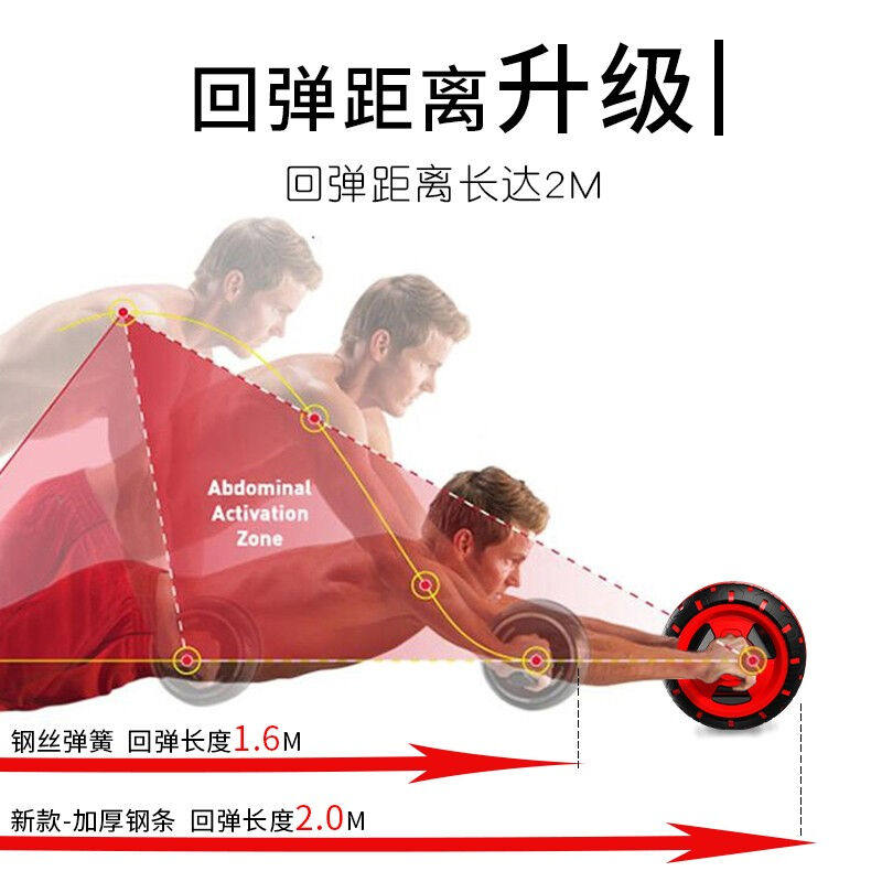 健腹轮回弹推轮腹肌轮男自动练腹肌健身滚轮收腹瘦腹减腹升级钢条