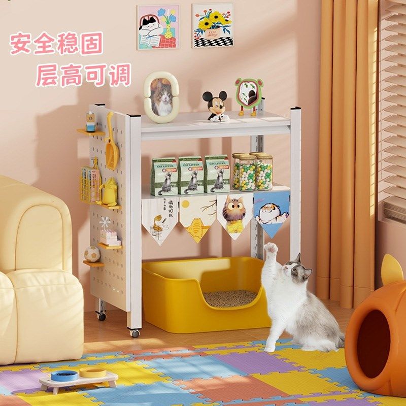 猫砂盆上方置物架猫粮罐头宠物用品收纳架阳台钢制下空式储物铁架