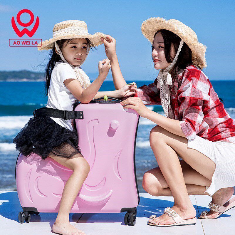 旅游骑行拉杆箱儿童行李箱男w女宝宝旅行可Q坐骑的小孩可爱箱子