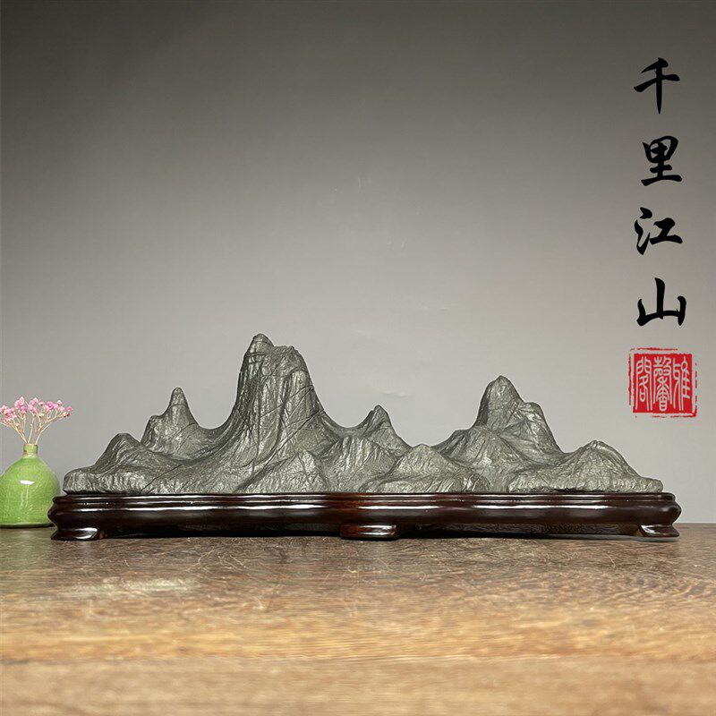 广西类太湖石天然原石千里江山型灵璧奇石中O式桌面书架中小型摆