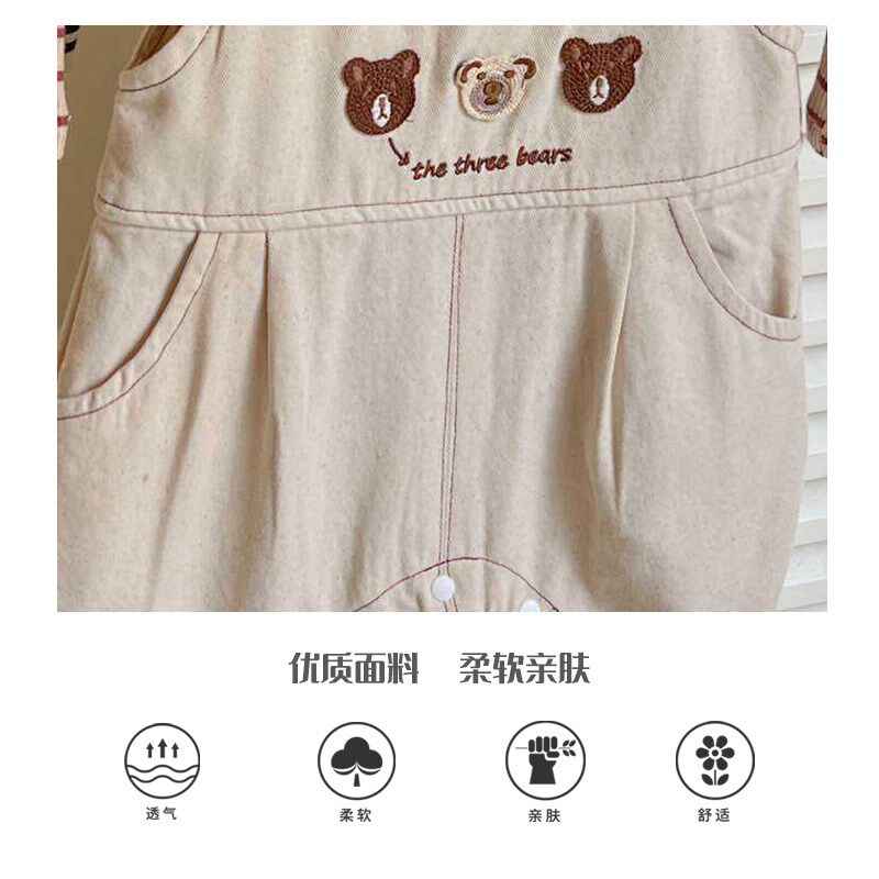 婴儿秋季背带裤套装宝宝连体衣可爱两件套外出服爬服哈衣男女秋装