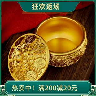 大小号金蟾铜聚宝盆摆件带盖子招财进宝客厅店铺装 饰开业乔迁礼品