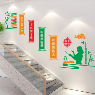 学校教师品德文化墙o贴楼梯墙壁装饰四有老师树师表扬师风校园布