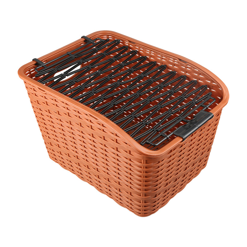 自行车后车筐加盖防丢山地车电动车车篮书包后座大容量宠物车尾筐